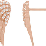 Rose Gold Diamond angel wing stud earrings close up variant--14K-rose-gold