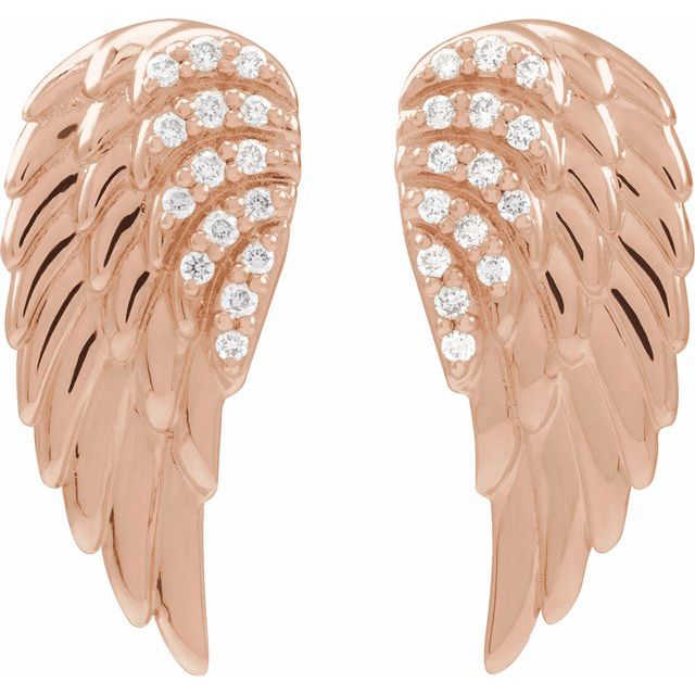 Angel Wing Diamond Earrings - erin gallagher variant--14K-rose-gold