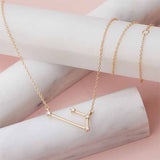 Aries zodiac necklace with diamond star map design in gold