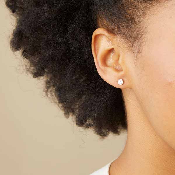 Basket-Set Diamond Stud Earrings - erin gallagher
