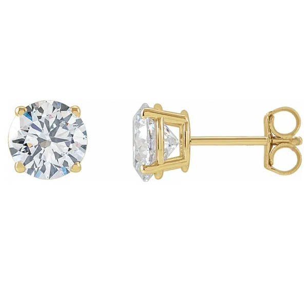 14K rose gold 1CT Basket-Set Diamond Studs/2-CT-(5.75mm)(6.3mm)/2-CT-(7mm)(8mm).5CT.5CT variant--1.5CT variant--14K-yellow-gold variant--Diamond-Lab variant--Diamond-Nat variant--2CT variant--2.5CT variant--4CT