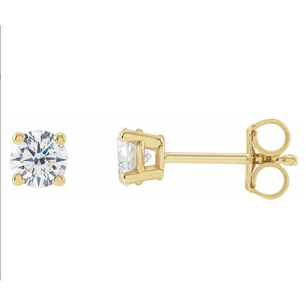 14K yellow gold 1CT Basket-Set Diamond Studs/2-CT-(4mm)/4-CT-(4.5mm) variant--.5CT variant--.75CT variant--.5CT variant--14K-yellow-gold variant--Diamond-Lab variant--Diamond-Nat variant--.75CT