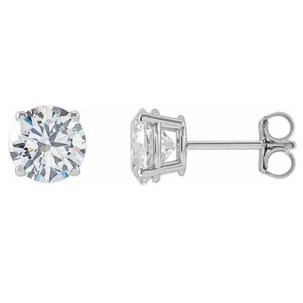 14K white gold 1CT Basket-Set Diamond Studs/2-CT-(5.75mm)(6.3mm)(7.25mm)(8mm).5CT variant--1.5CT variant--14K-white-gold variant--Diamond-Nat variant--2CT variant--Diamond-Lab variant--3CT variant--4CT