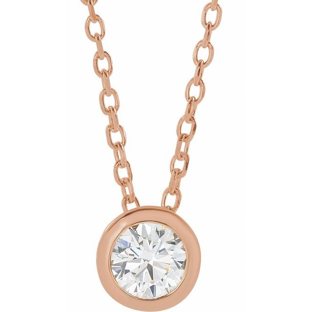 Rose Gold Bezel Diamond Solitaire Necklace variant--14K-rose-gold