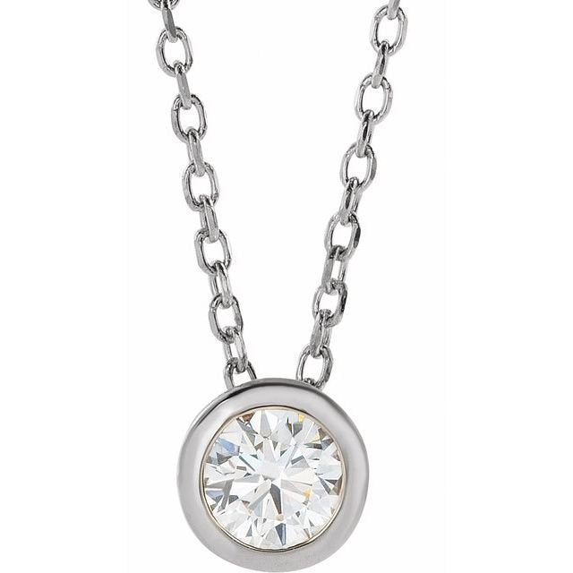 modern bezel set diamond necklace variant--14K-white-gold