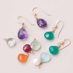 Handcrafted custom gemstone earring in recycled sterling silver, flat lay showing stone detail