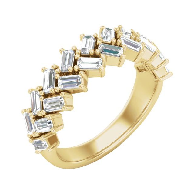 V-shaped chevron diamond band in 14K white gold variant--14K-yellow-gold variant--7
