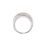 Structured diamond cocktail ring in polished white gold side view