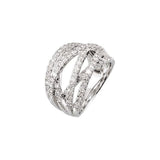 Contemporary criss-cross diamond ring in white gold