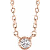 Single diamond bezel necklace minimalist variant--14K-rose-gold
