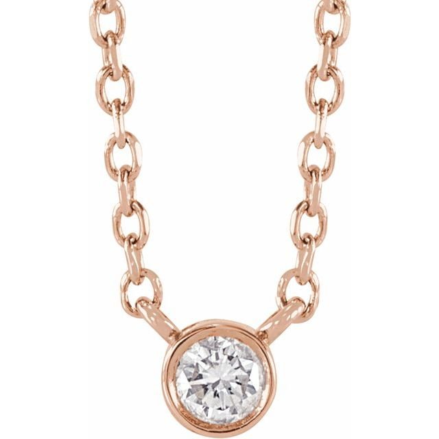Single diamond bezel necklace minimalist variant--14K-rose-gold