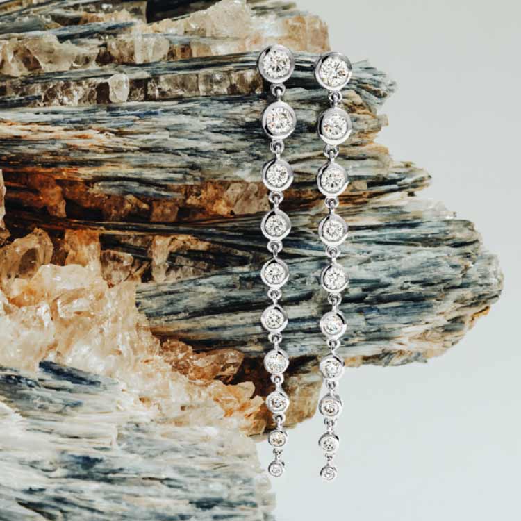 Diamond chandelier earrings in 14K white gold