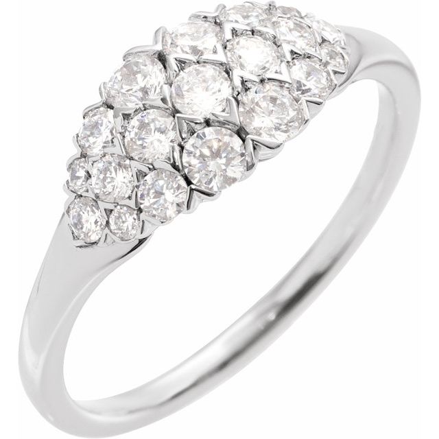 Minimal diamond cluster ring for everyday wear white gold variant--14K-white-gold