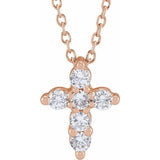 Diamond cross necklace in 14K rose gold with round diamonds variant--14K-rose-gold