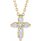 Minimal diamond cross necklace in yellow gold on cable chain variant--14K-yellow-gold
