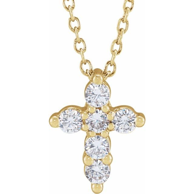 Minimal diamond cross necklace in yellow gold on cable chain variant--14K-yellow-gold