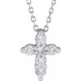 Modern white gold diamond cross necklace with delicate chain variant--14K-white-gold