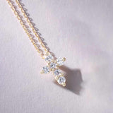 Diamond cross necklace in 14K yellow gold with round lab-grown diamonds