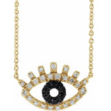 Diamond evil eye necklace in 14K gold with pavé black and white diamonds. variant--14K-yellow-gold
