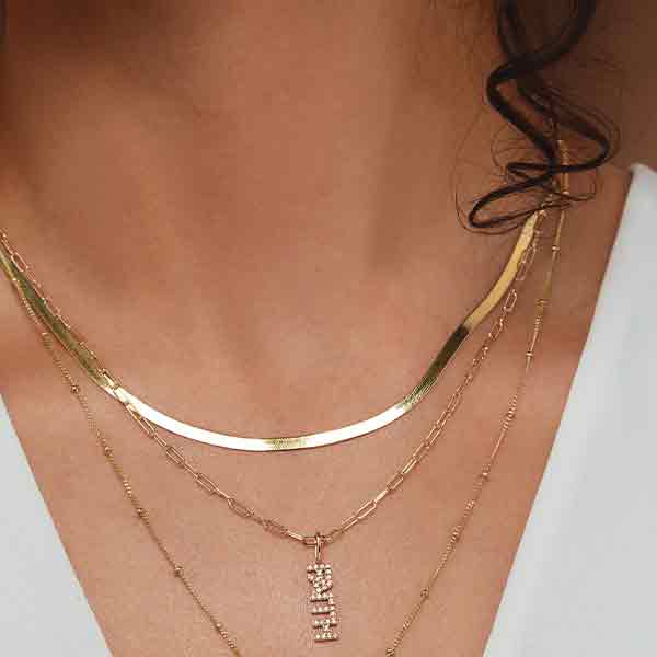 Minimal diamond faith charm on necklace chain
