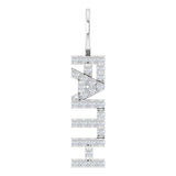 Minimal white gold faith charm with diamonds variant--Sterling-silver