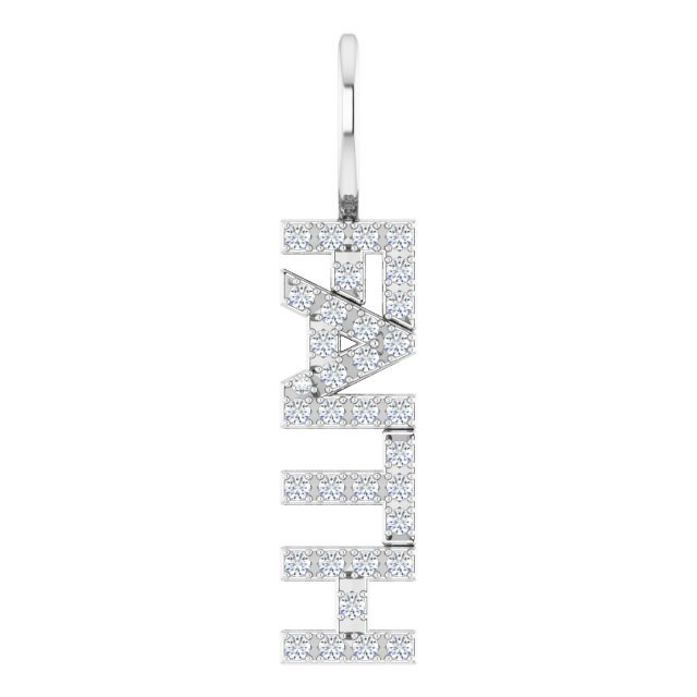 Minimal white gold faith charm with diamonds variant--Sterling-silver