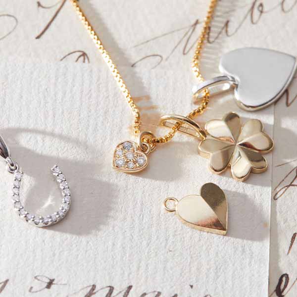 Yellow gold heart charm with white diamonds variant--14K-yellow-gold
