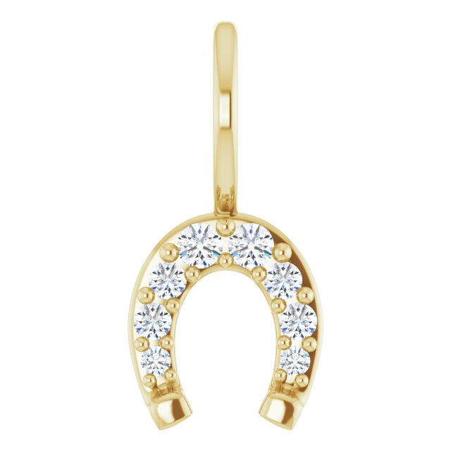 Gold horseshoe charm with natural diamonds variant--14K-yellow-gold
