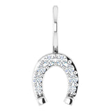 Silver horseshoe charm with diamond accents variant--Sterling-silver variant--14K-white-gold