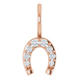 Minimal diamond horseshoe charm for necklace variant--14K-rose-gold