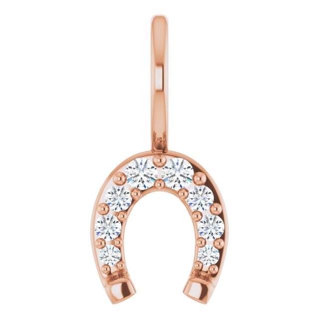 Minimal diamond horseshoe charm for necklace variant--14K-rose-gold