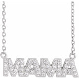 Motherhood diamond word necklace minimalist style variant--Sterling-silver variant--14K-white-gold
