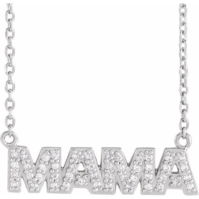 Motherhood diamond word necklace minimalist style variant--Sterling-silver variant--14K-white-gold