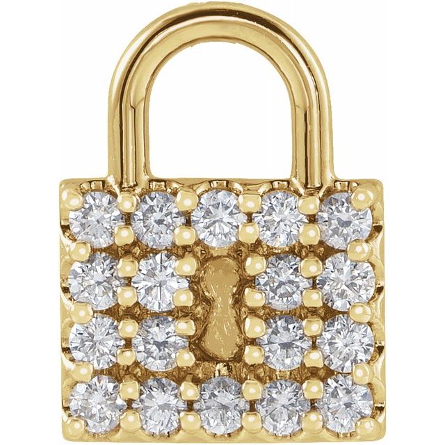Yellow gold diamond lock pendant variant--14K-yellow-gold