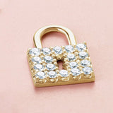 Diamond pavé lock charm in 14k yellow gold