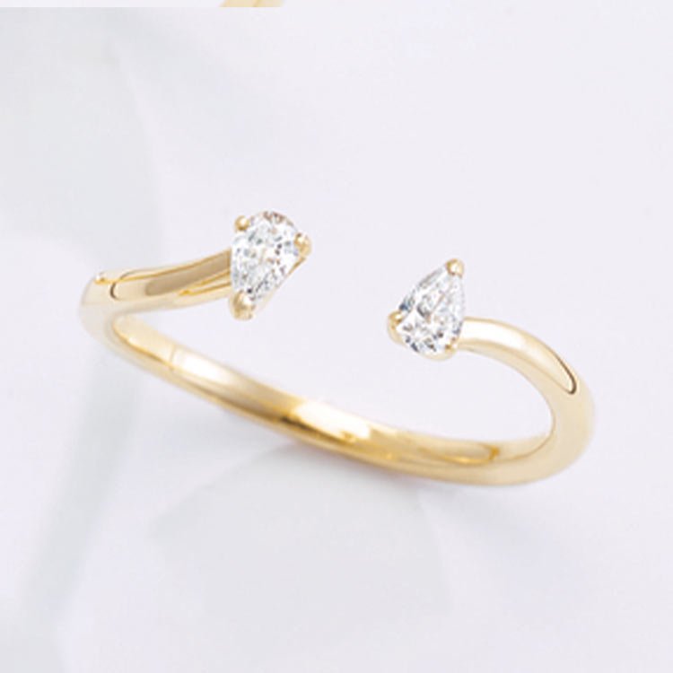 14K Yellow Gold Diamond Ring Wrap with pear lab-grown diamonds
