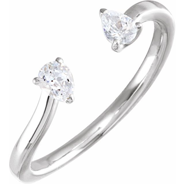 14K White Gold Diamond Ring Wrap with pear lab-grown diamonds variant--14K-white-gold