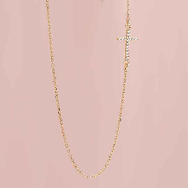 Diamond Sideways Cross Necklace - erin gallagher