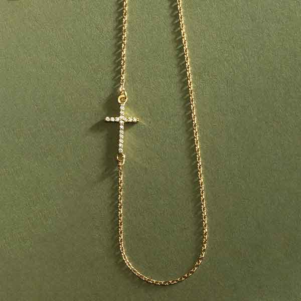 Diamond Sideways Cross Necklace - erin gallagher