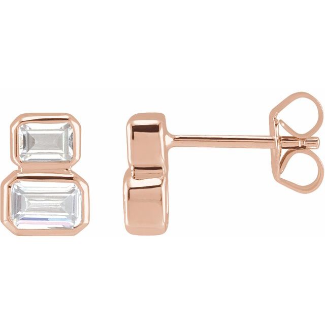 14K rose gold double emerald cut diamond stud earrings variant--14K-rose-gold