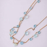 Layered gemstone station necklace in gold-fill variant--Chalcedony