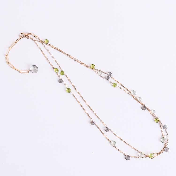 Double strand gemstone station necklace with labradorite variant--Labradorite