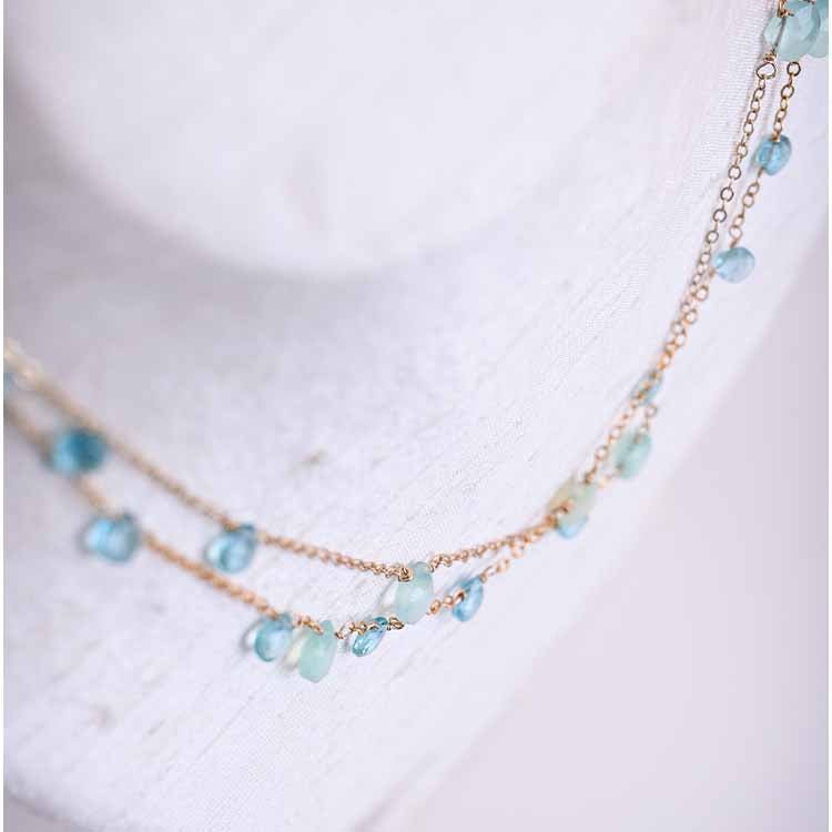 Double Strand Gemstone Station Necklace - erin gallagher variant--Chalcedony