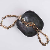 Elysian chain layered on model, 14K gold-fill shaker necklace with movement