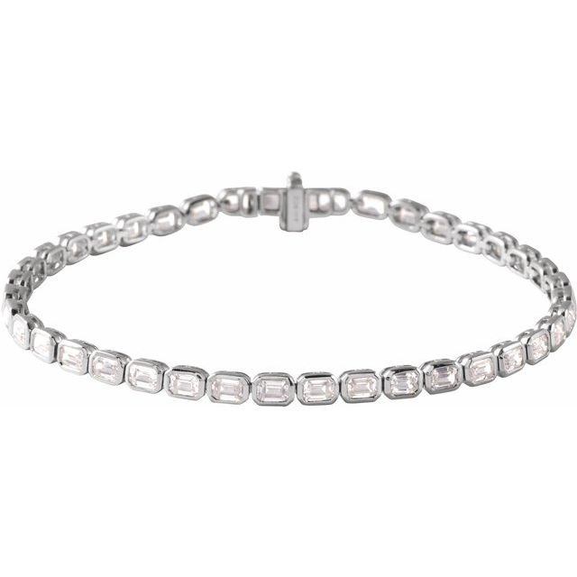 Emerald Cut 6 1/4CTW Lab-Grown Diamond Tennis Bracelet - erin gallagher white gold variant--14K-white-gold