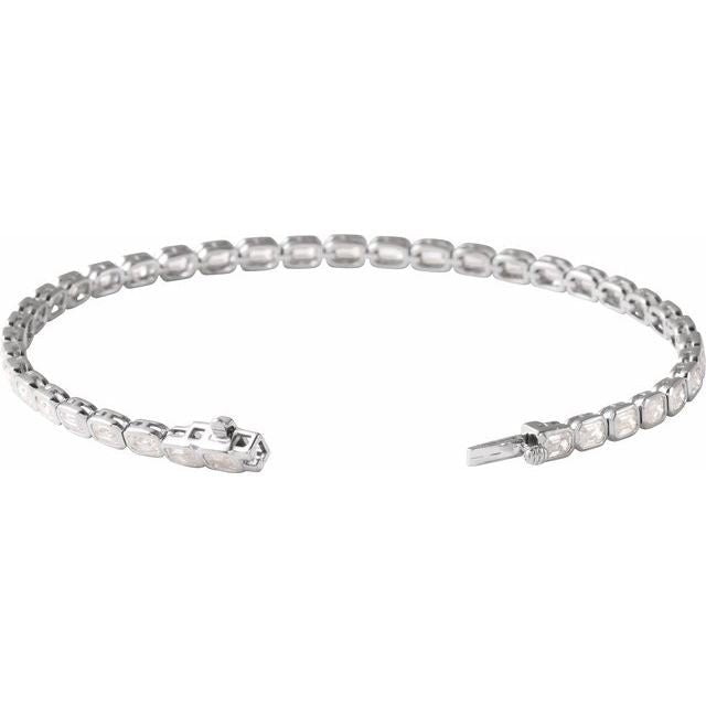 Emerald Cut 6 1/4CTW Lab-Grown Diamond Tennis Bracelet - erin gallagher white gold variant--14K-white-gold