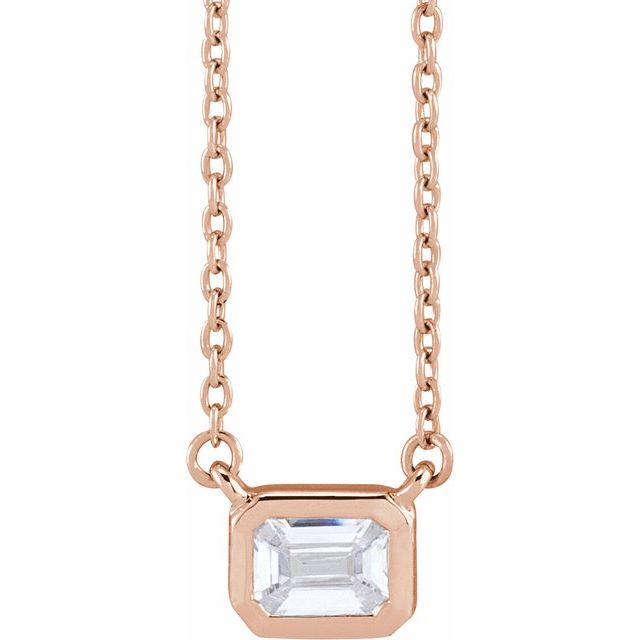Emerald-Cut Diamond Necklace - erin gallagher variant--14K-rose-gold