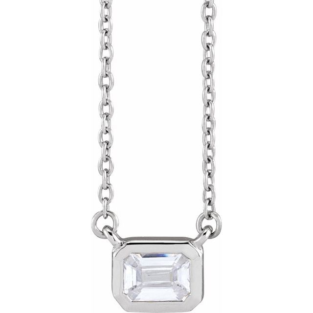 Emerald-Cut Diamond Necklace - erin gallagher variant--14K-white-gold