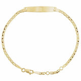Flat lay of personalized 14K gold ID bracelet with engraving variant--mczr_price_825
