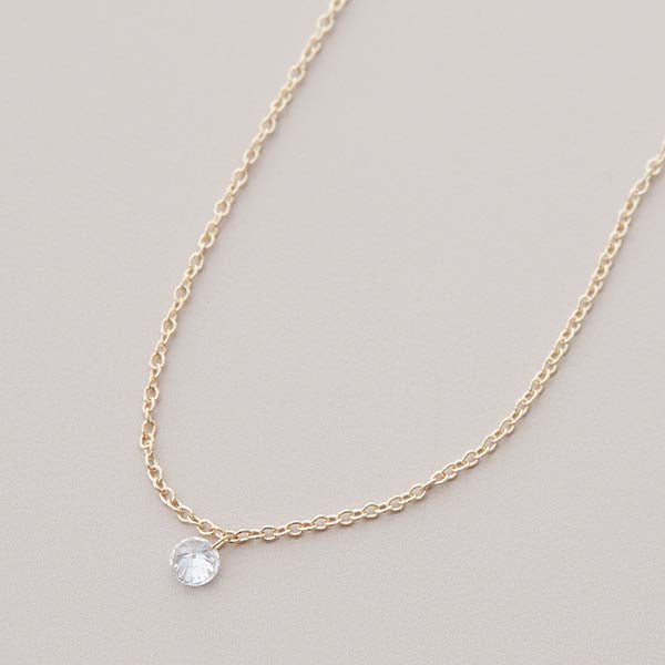 Floating Diamond Solitaire Necklace - erin gallagher variant--14K-yellow-gold